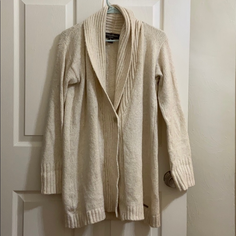 Eddie Bauer Cream Lounge Cardigan Size Large